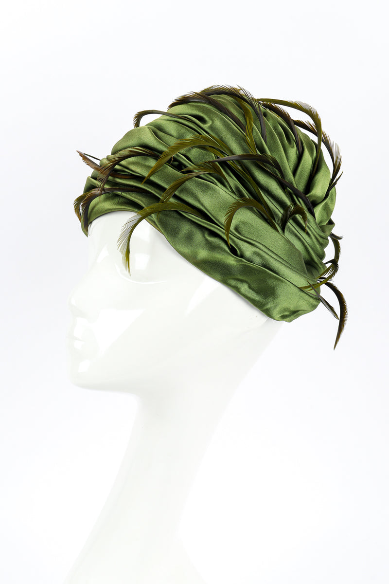 Vintage Christian Dior Feather Turban II side on mannequin @recess la