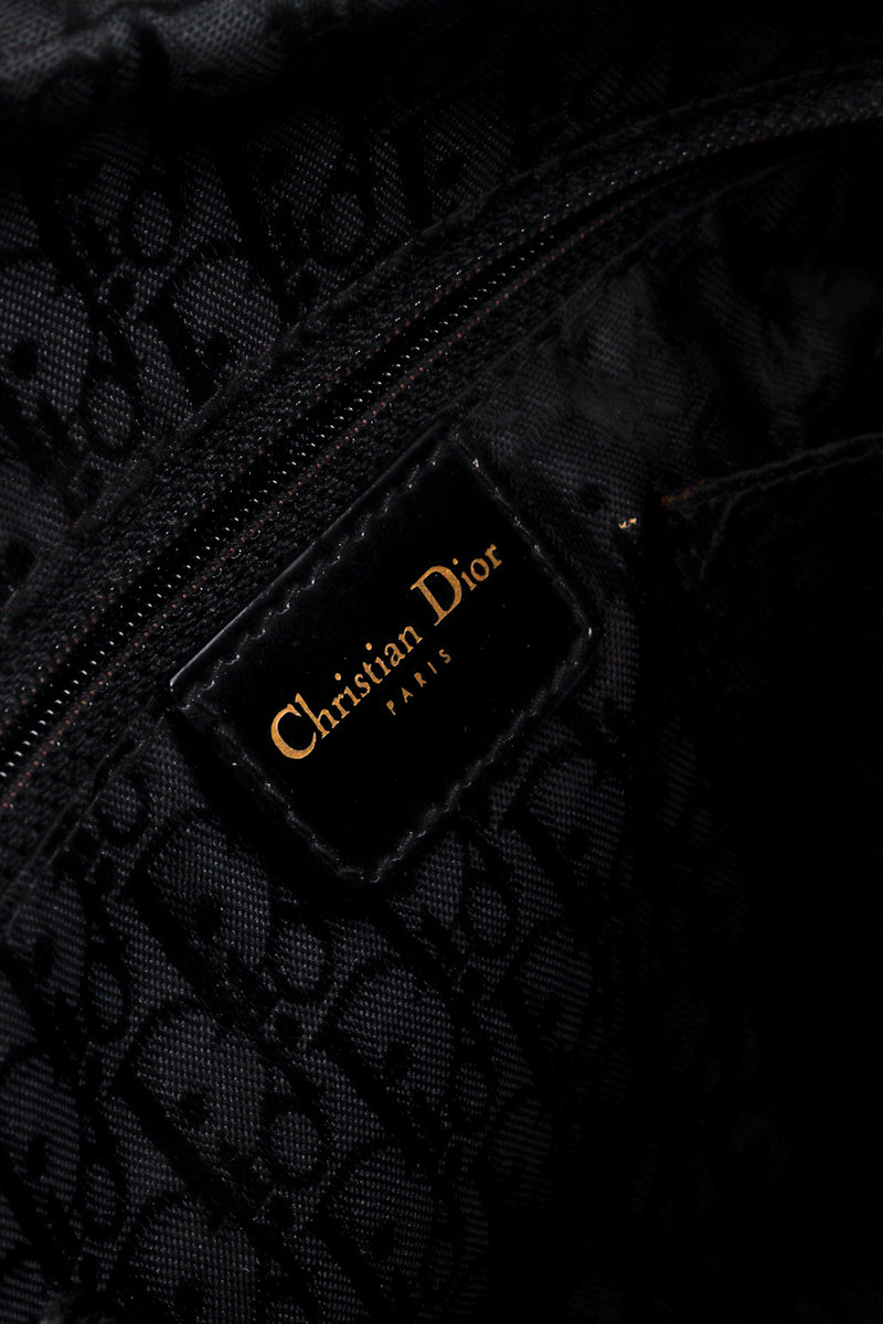 Vintage 2004 F/W Christian Dior Velvet & Leopard Print Bowler Bag label @recess la