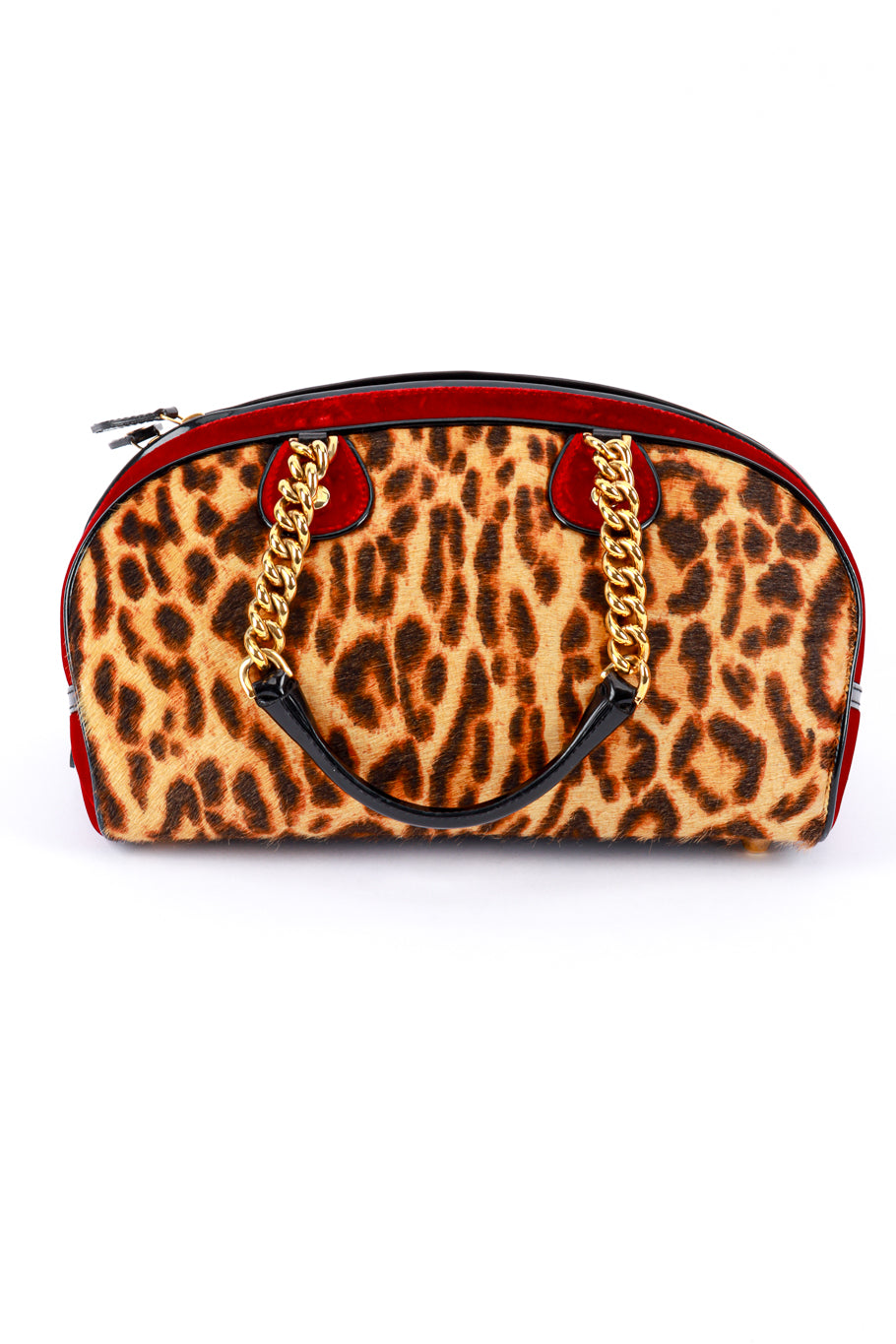 Vintage 2004 F/W Christian Dior Velvet & Leopard Print Bowler Bag back @recess la