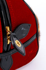 Vintage 2004 F/W Christian Dior Velvet & Leopard Print Bowler Bag scuff mark on zipper tab @recess la