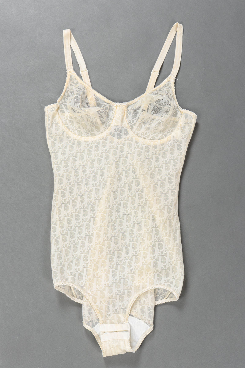 Vintage Dior Mesh Monogram Bodysuit front flat @recessla