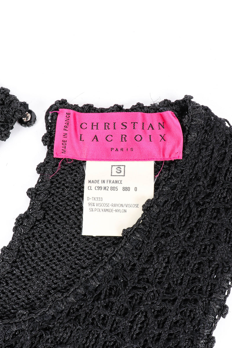 Vintage Christian Lacroix Open Knit Crochet Dress signature label closeup @recessla