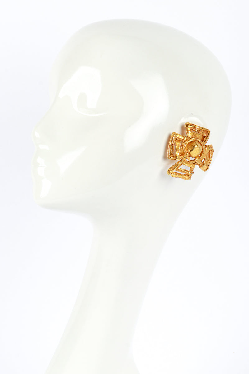 Christian Lacroix Golden Maltese Cross Earrings mannequin @RECESS LA