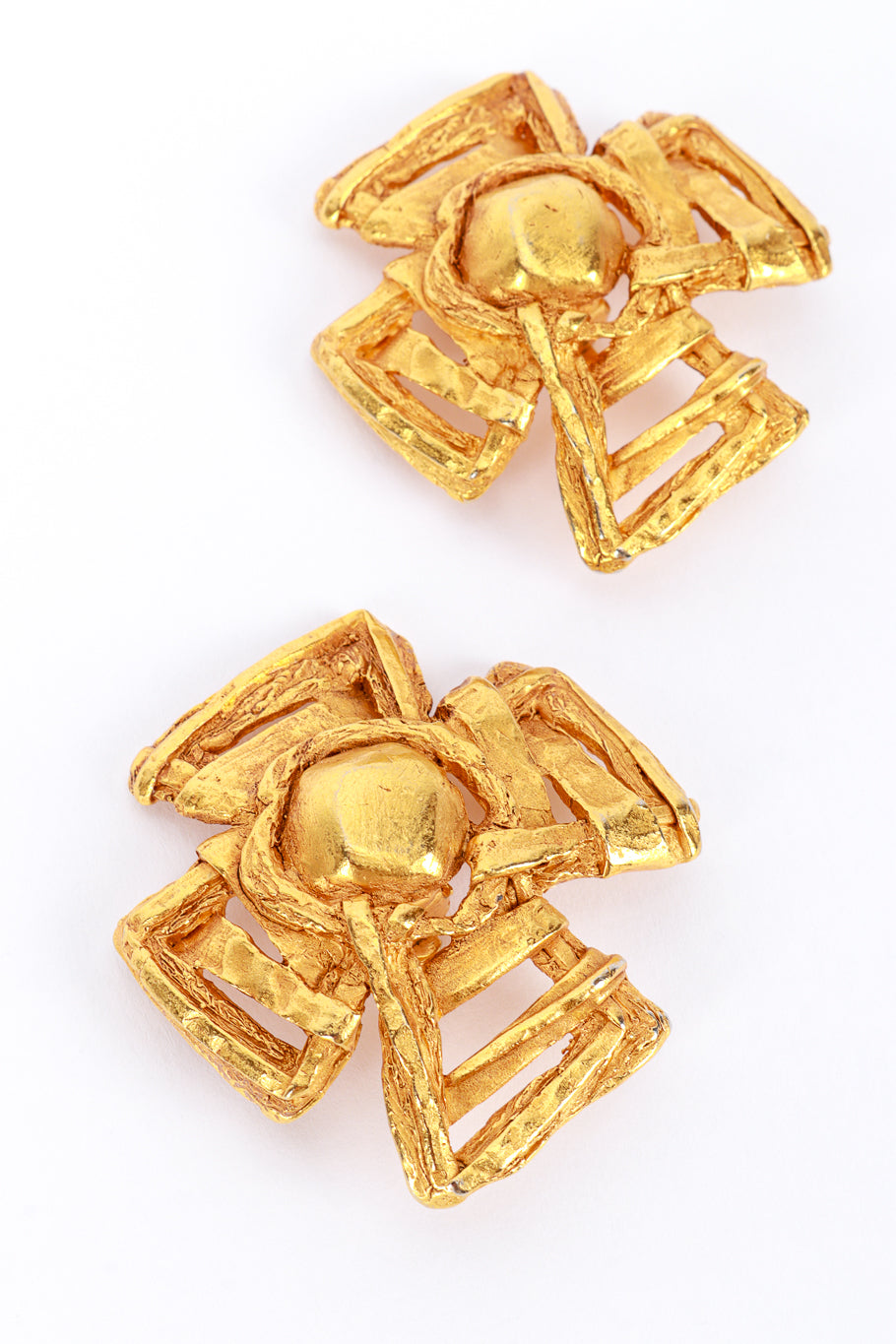 Christian Lacroix Golden Maltese Cross Earrings detail @RECESS LA