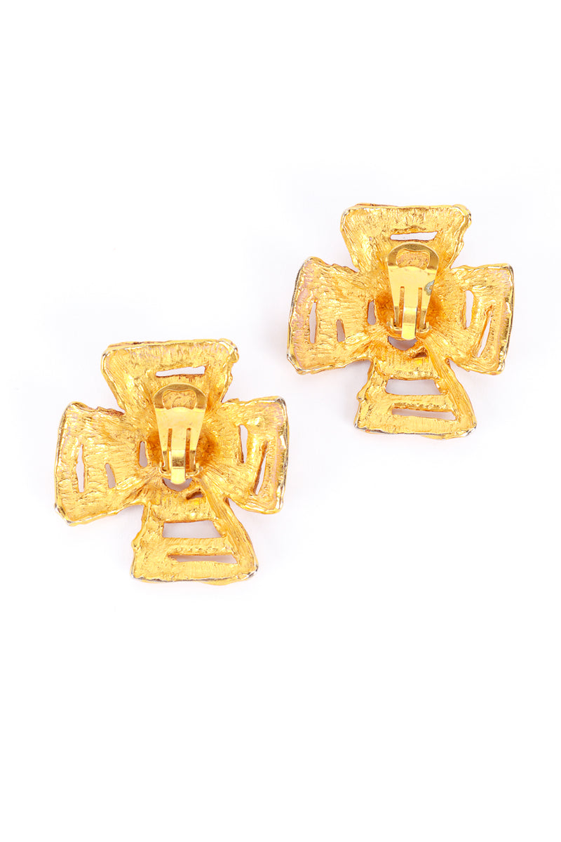 Christian Lacroix Golden Maltese Cross Earrings backs @RECESS LA