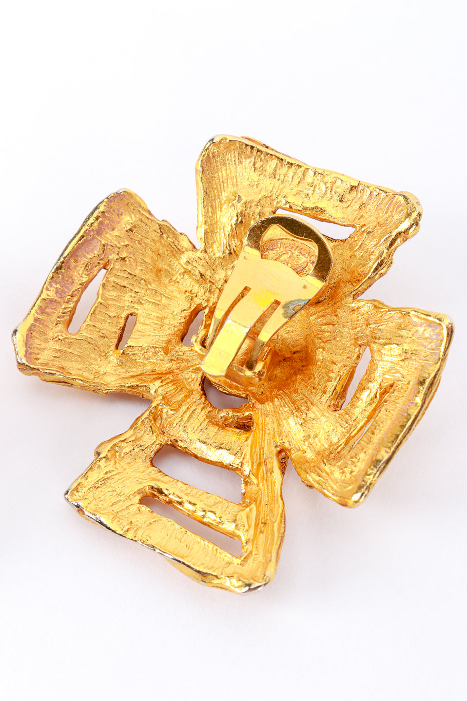 Christian Lacroix Golden Maltese Cross Earrings patina @RECESS LA