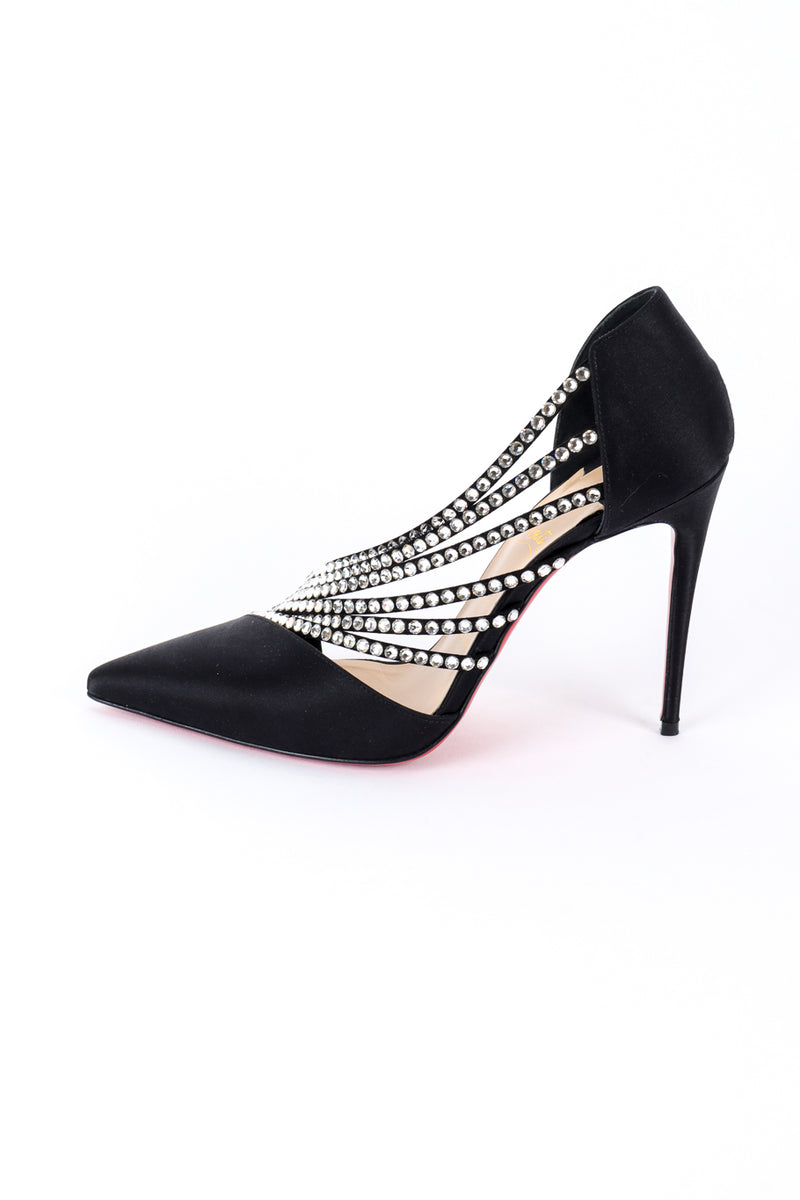 Christian Louboutin Crystal Strass Satin Pumps left shoe outer side @recess la