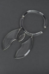 Lucite Wing Necklace by Judith Hendler on gray paper unclasped @recess LA