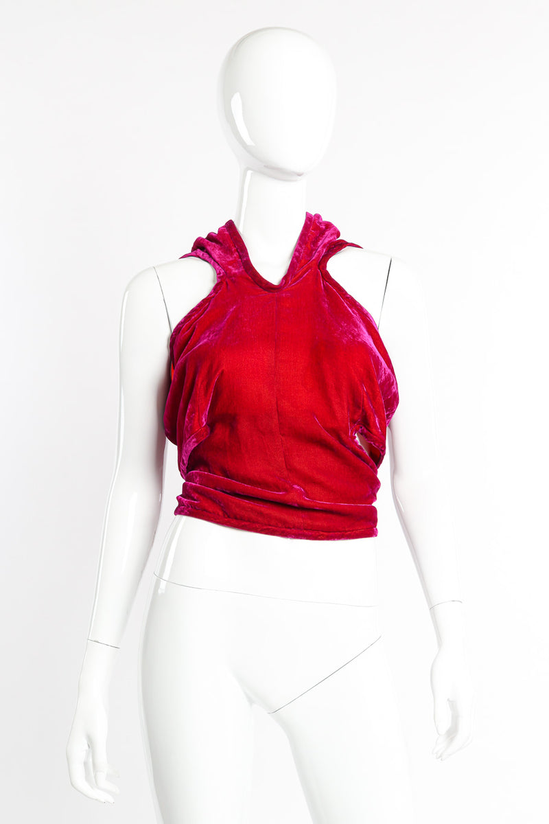 Comme des Garcons Velvet Wrap Top front on mannequin @recessla