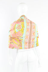 Creazione Serica Lariana bright floral fringe shawl wrapped around mannequin back view @recessla