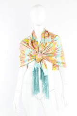 Creazione Serica Lariana bright floral fringe shawl wrapped around mannequin @recessla