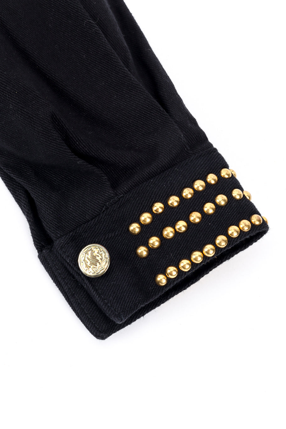 Vintage Cross Walk LA Studded Denim Jacket sleeve closeup @recess la