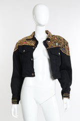 Vintage Cross Walk LA Studded Denim Jacket open front on mannequin @recess la