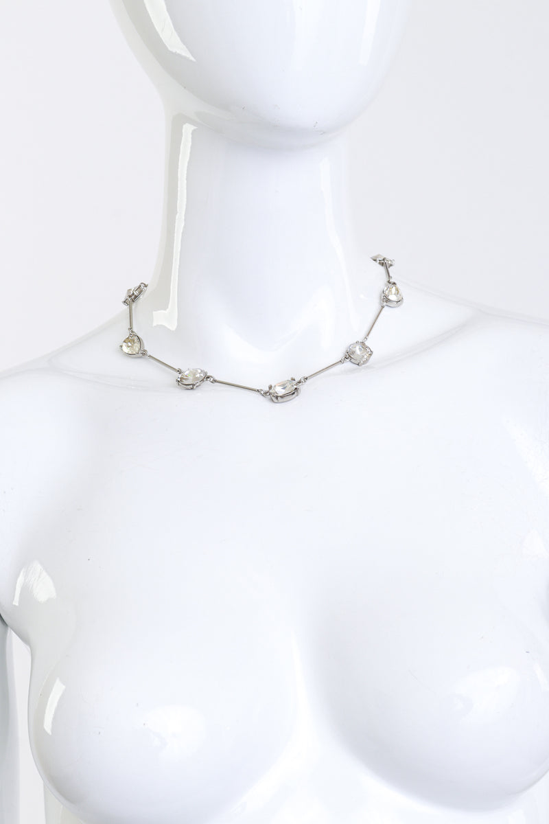 Vintage Oscar de la Renta Crystal Bar Link Collar Necklace worn @RECESS LA