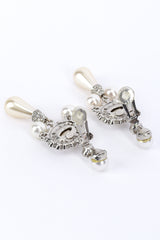 Vintage Oscar de la Renta Crystal & Pearl Drop Earrings clips @RECESS LA