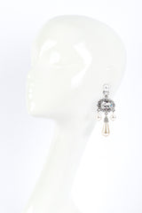 Oscar de la Renta Crystal & Pearl Drop Earrings on mannequin @RECESS LA