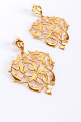 Vintage Oscar de la Renta Fleur De Lis Scroll Drop Earrings detail @RECESS LA