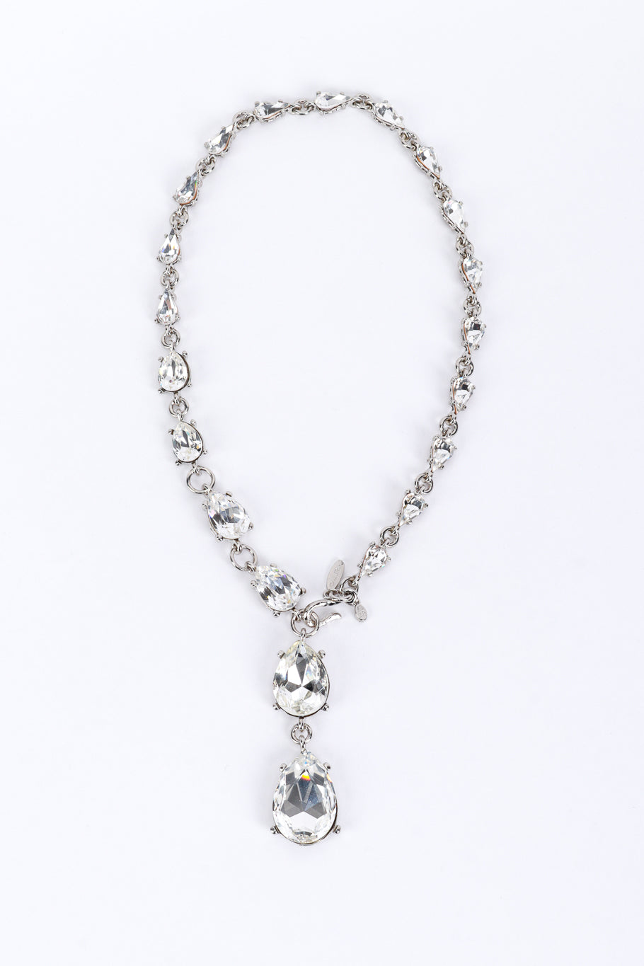 Oscar de la Renta Teardrop Crystal Lariat Necklace front @recess la