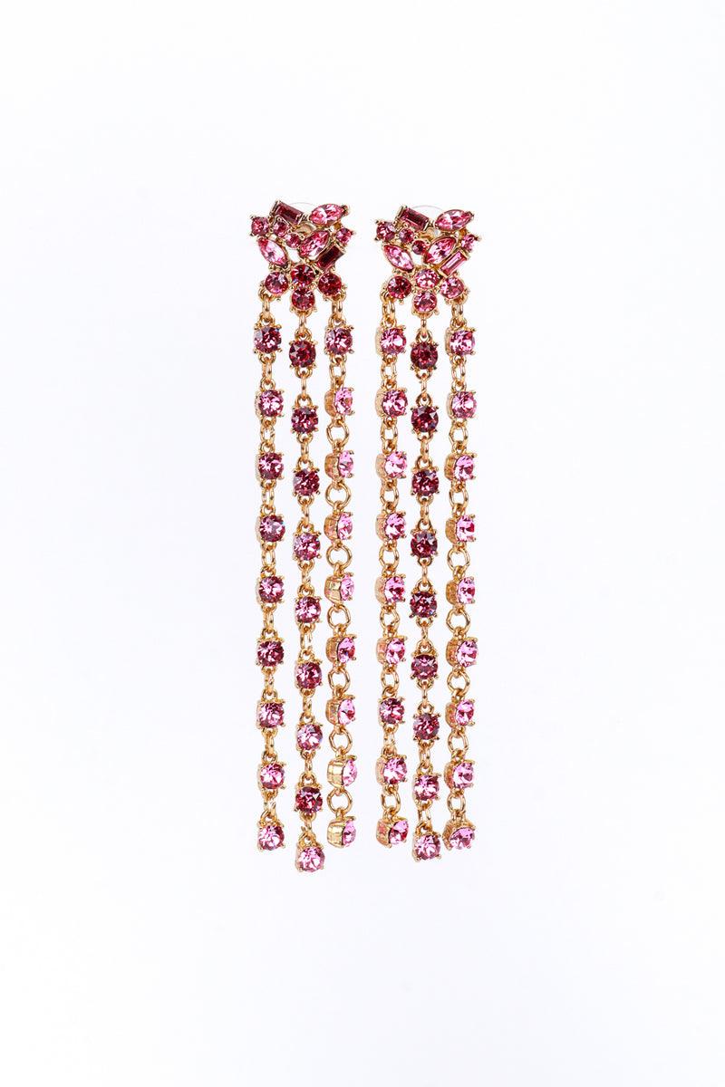 Vintage Oscar de la Renta Rhinestone Cluster Fringe Earrings front @recess la