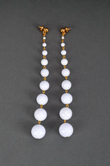 Vintage Oscar de la Renta White Mod Bead Drop Shoulder Duster Earrings @RECESS LA