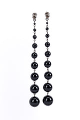 Vintage Oscar de la Renta Black Mod Bead Drop Shoulder Duster Earrings @RECESS LA