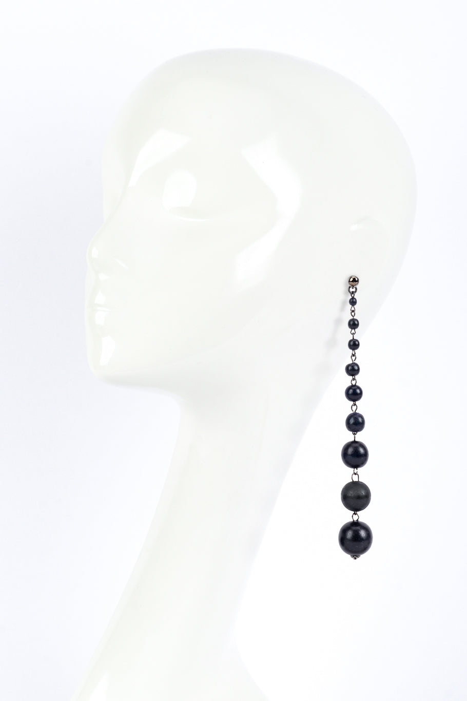 Vintage Oscar de le Renta Matte Mod Bead Drop Shoulder Duster Earrings on mannequin @RECESS LA