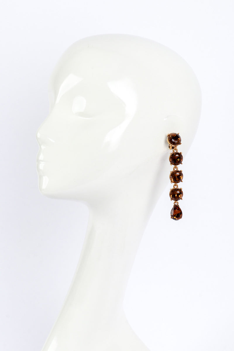 Vintage Oscar de la Renta Amber Crystal Drop Earrings worn @RECESS LA