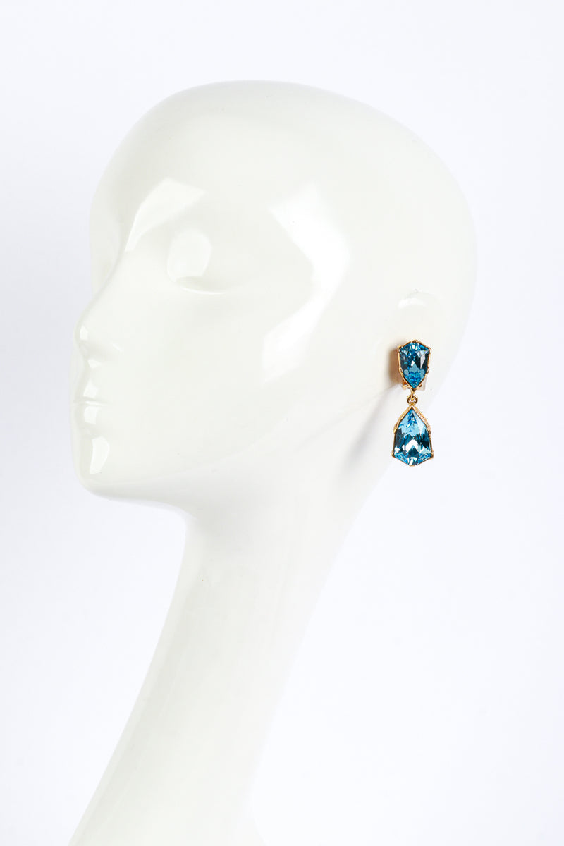 Vintage Oscar de la Renta Aquamarine Gem Drop Earrings worn @RECESS LA