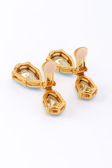 Vintage Oscar de la Renta Aquamarine Gem Drop Earrings clips @RECESS LA