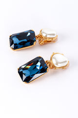 Vintage Oscar de la Renta Pearl & Crystal Drop Earrings detail @RECESS LA