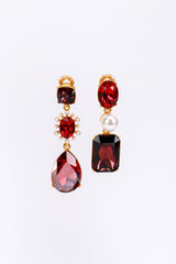 Vintage Oscar de la Renta Mismatched Reds Crystal Drop Earrings @RECESS LA