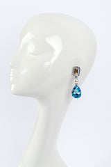 Vintage Oscar de la Renta Mismatched Aquamarine Crystal Drop Earrings @RECESS LA