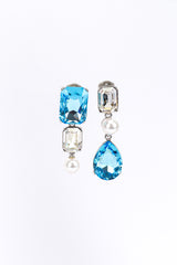 Vintage Oscar de la Renta Mismatched Aquamarine Crystal Drop Earrings @RECESS LA