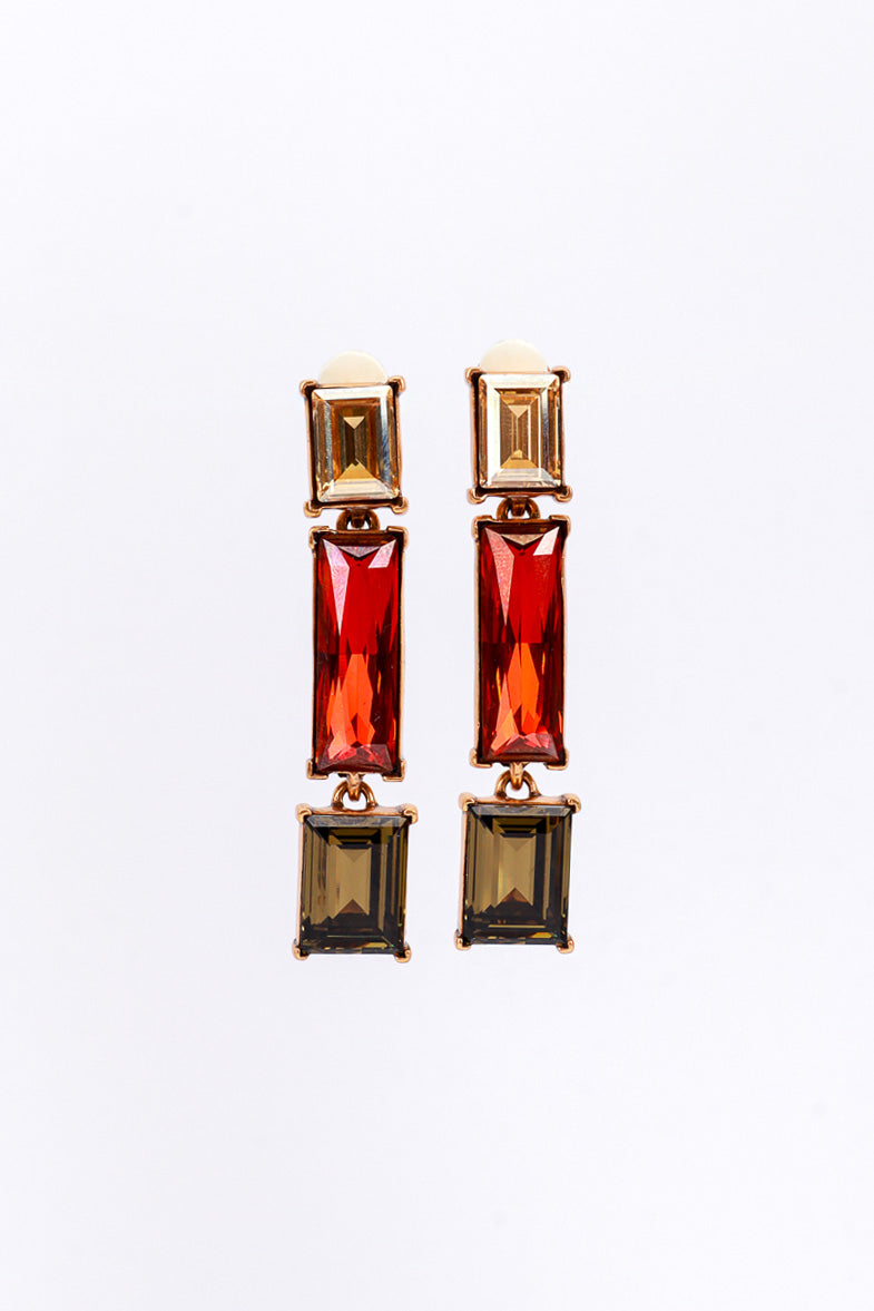 Vintage Oscar de la Renta Multicolor Baguette Crystal Earrings @RECESS LA