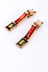 Vintage Oscar de la Renta Multicolor Baguette Crystal Earrings flat @RECESS LA