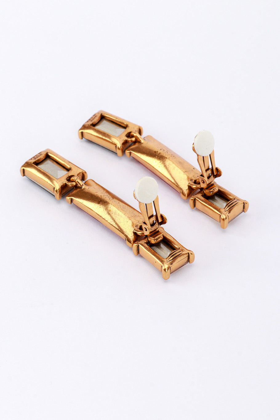 Vintage Oscar de la Renta Multicolor Baguette Crystal Earrings clips @RECESS LA