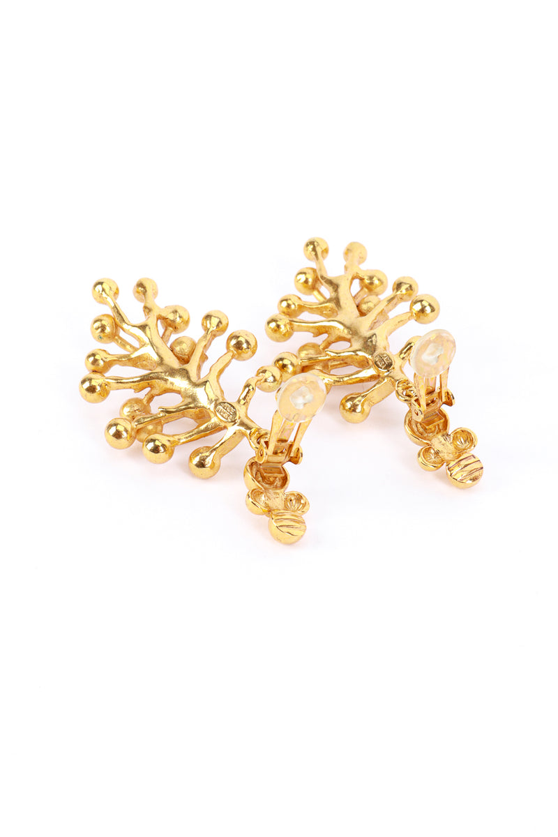 Vintage Oscar de la Renta Golden Mimosa Flower Drop Earrings clips @RECESS LA