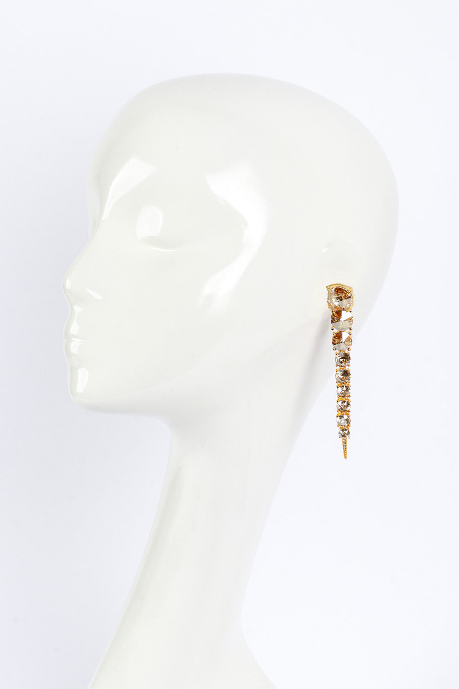 Vintage Oscar de la Renta Peach Crystal Spike Drop Earrings  worn @RECESS LA