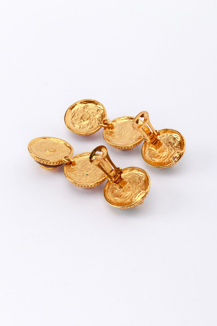 Vintage Oscar de la Renta Good Luck Button Drop Earrings clips @RECESS LA