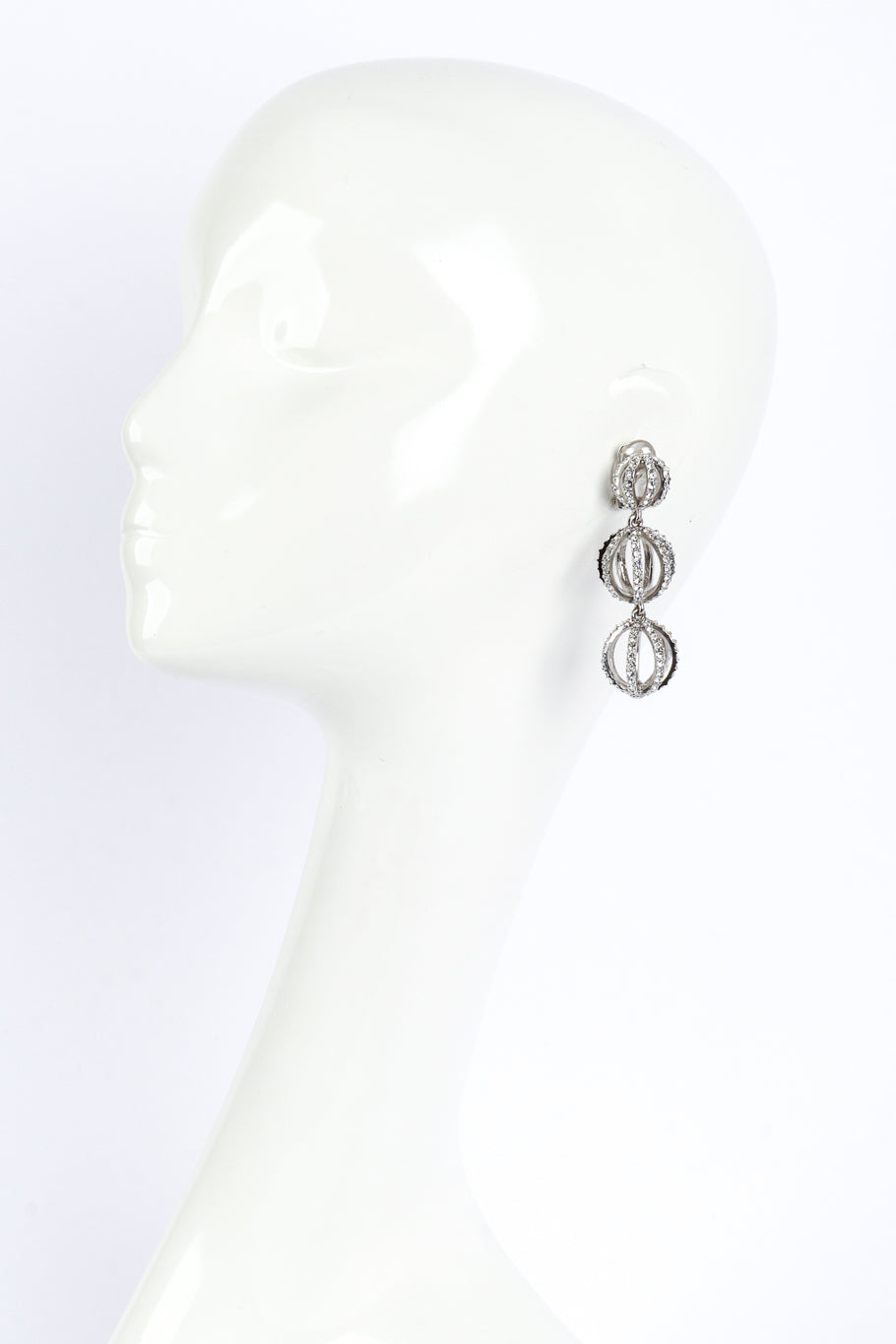 Vintage Oscar de la Renta Rhinestone Cage Drop Earrings  on mannequin @RECESS LA