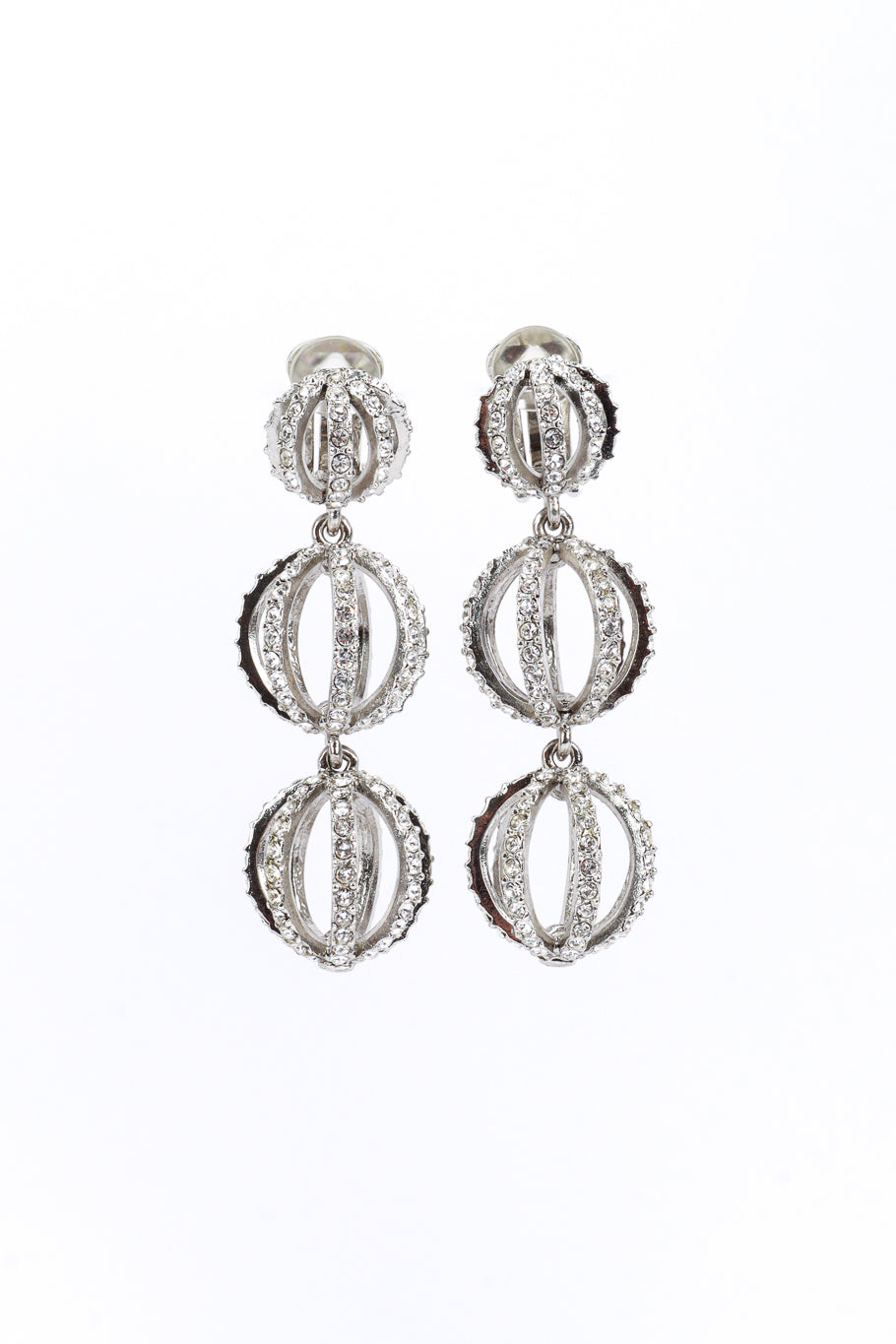 Vintage Oscar de la Renta Rhinestone Cage Drop Earrings  front @RECESS LA