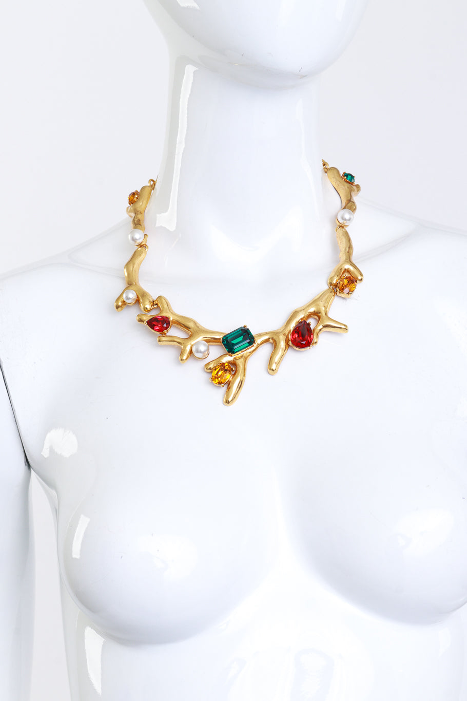 Vintage Oscar de la Renta Jeweled Bough Collar Necklace on mannequin @recess la