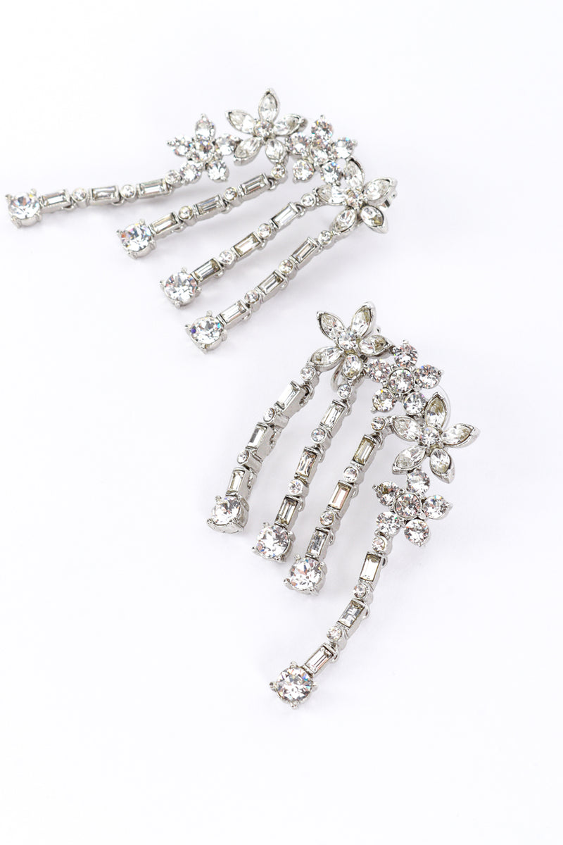 Vintage Oscar de la Renta Floral Rhinestone Earlobe Cuff Earrings detail @RECESS LA