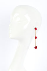 Vintage Oscar de la Renta Ruby Bar Link Drop Earrings  on mannequin @RECESS LA