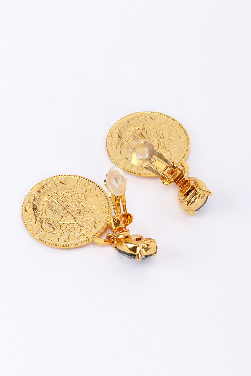 Vintage Oscar de la Renta Cardinal Richelieu Coin Drop Earring clips @RECESS LA