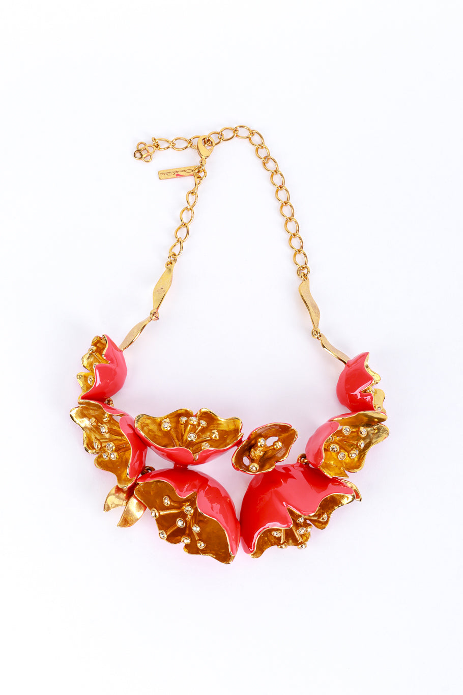 Vintage Oscar de la Renta Sculpted Coral Bells Bib Necklace front @recess la