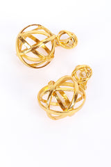 Vintage Oscar de la Renta Sphere Cage Drop Earrings flat @RECESS LA