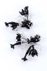 Vintage Oscar de la Renta Two-Tone Hibiscus Cluster Earrings closeup @recess la