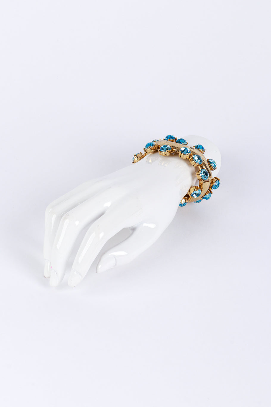 Vintage Oscar de la Renta Wavy Crystal Gem Bracelet on mannequin hand @recess la