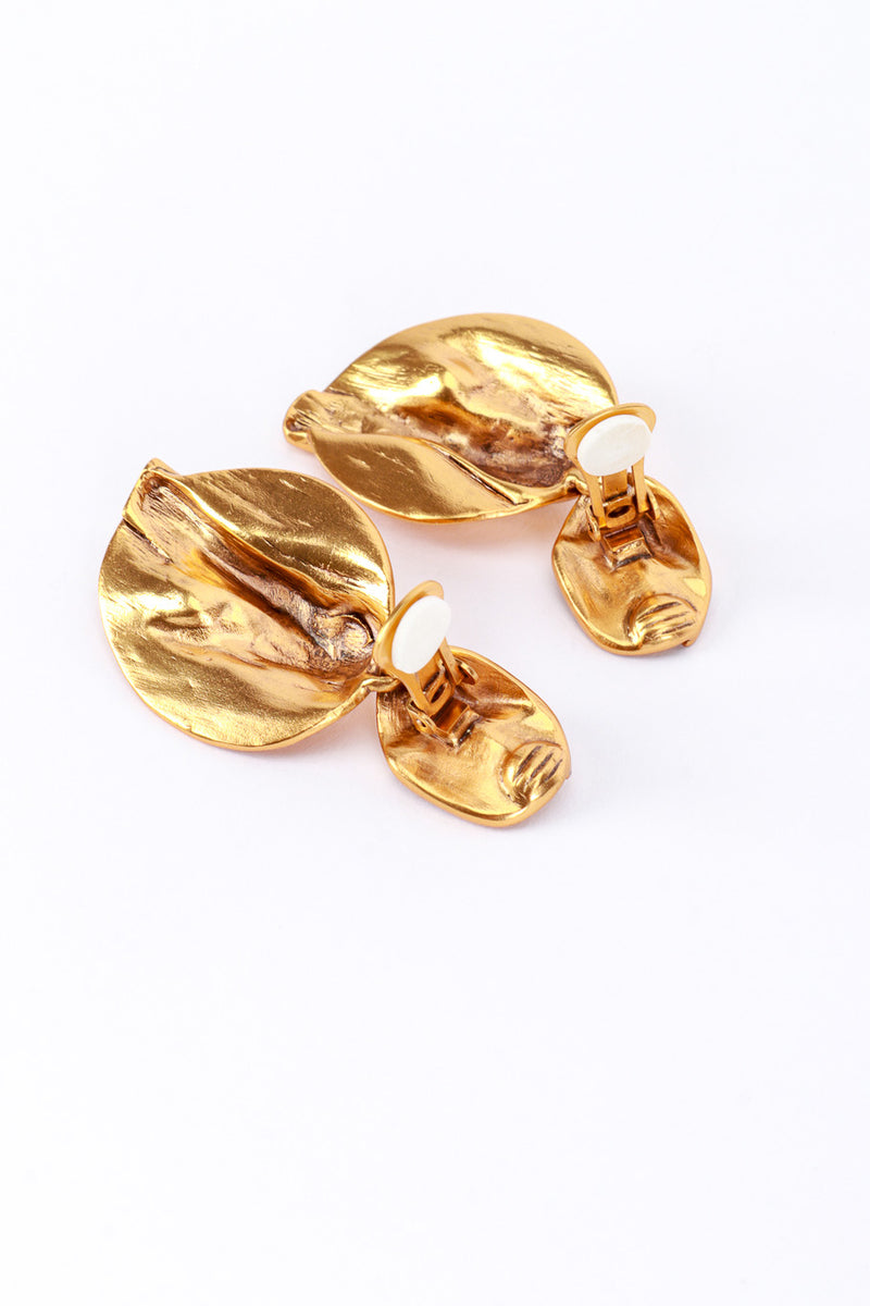 Vintage Oscar de la Renta Organic Petal Drop Earrings clips @RECESS LA